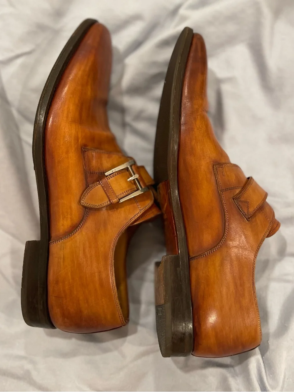 Magnanni Marco II Men's Single Monk Strap  Dress Shoes in Cognac Brow